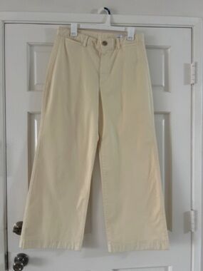 GAP High-Rise Stride Ankle Pants in Light Cream